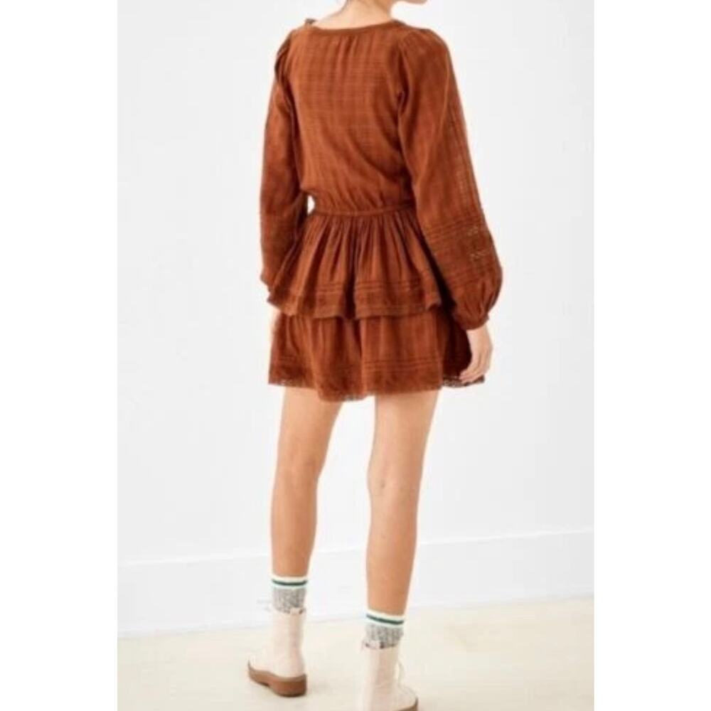 American Eagle BROWN Women's Embroidered Wrap Front Mini Dress, Small - Picture 3 of 7